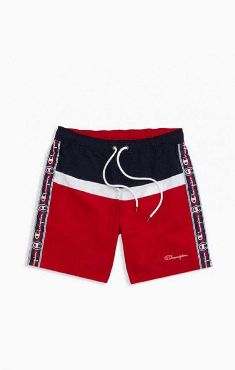 Vetement de Bain Champion Jacquard Script Logo Tape Trim Board Shorts Homme Rouge | 7580-DGKMQ