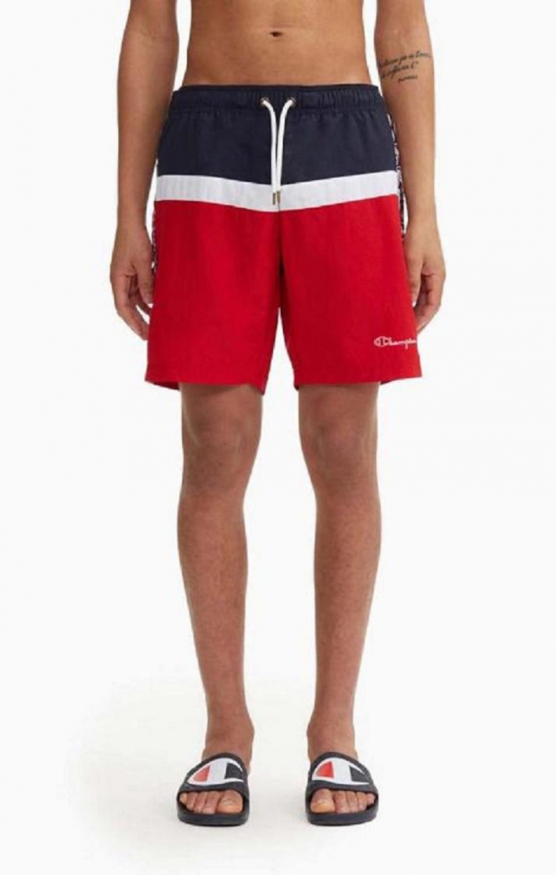 Vetement de Bain Champion Jacquard Script Logo Tape Trim Board Shorts Homme Rouge | 7580-DGKMQ