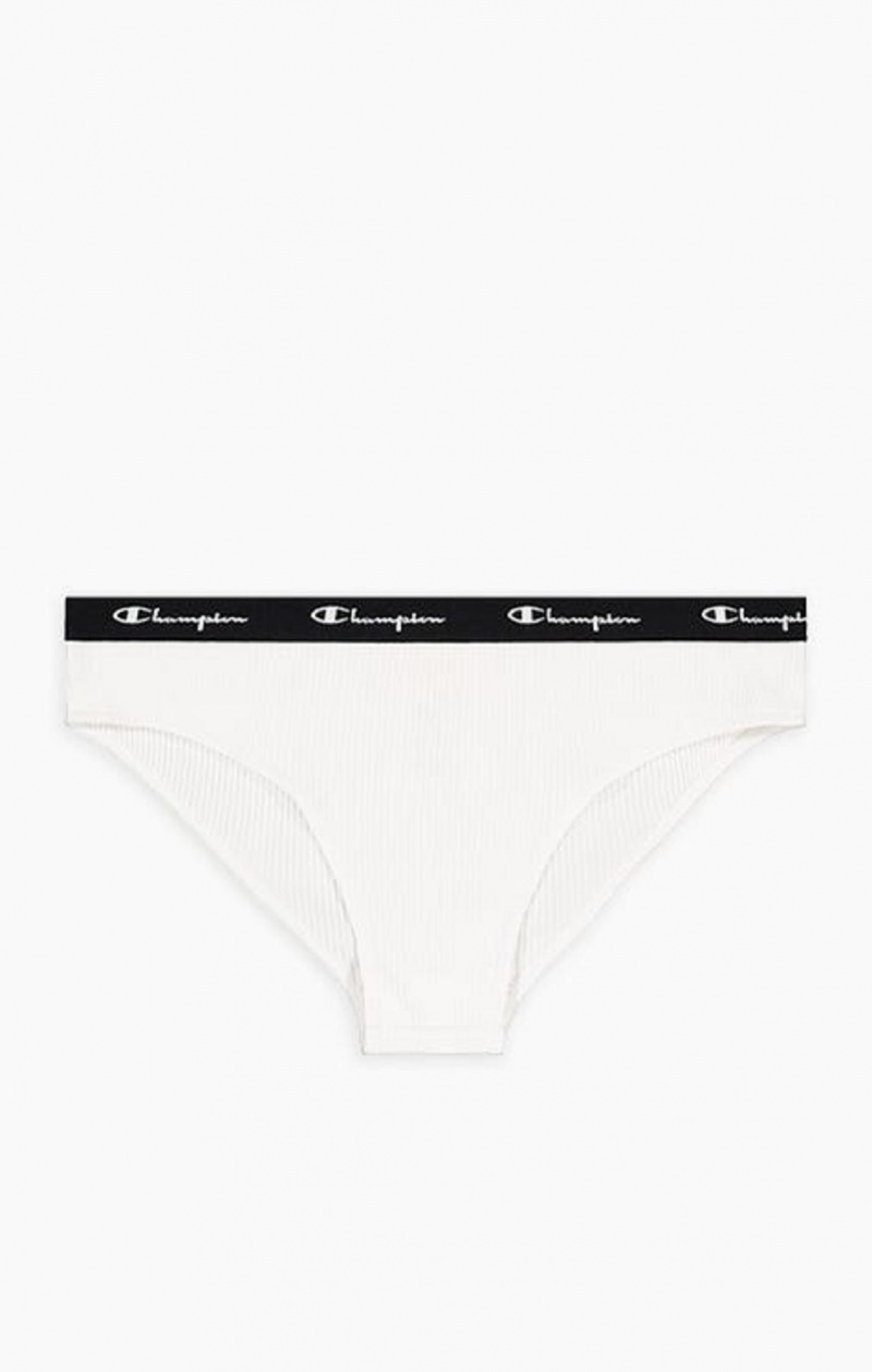 Vetement de Bain Champion Nervuré Coton Logo Trim Briefs Femme Blanche | 9263-CBGOP