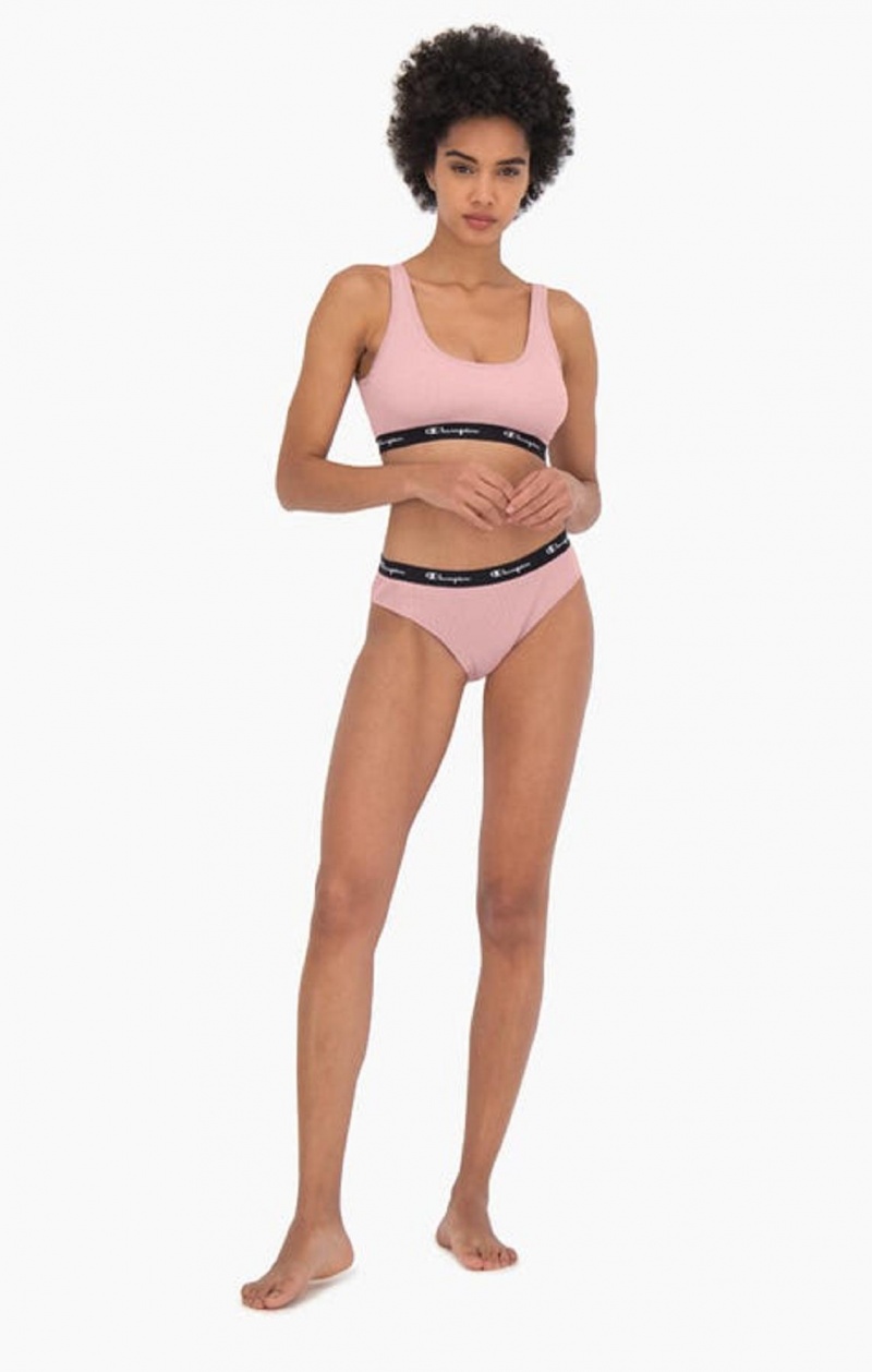 Vetement de Bain Champion Nervuré Coton Logo Trim Briefs Femme Rose | 3954-VADIR