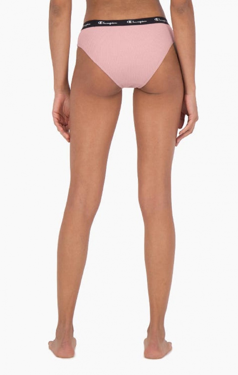 Vetement de Bain Champion Nervuré Coton Logo Trim Briefs Femme Rose | 3954-VADIR