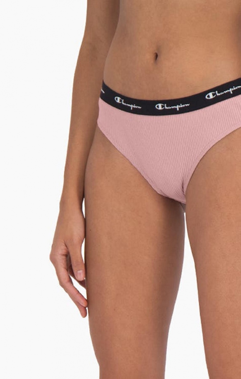 Vetement de Bain Champion Nervuré Coton Logo Trim Briefs Femme Rose | 3954-VADIR