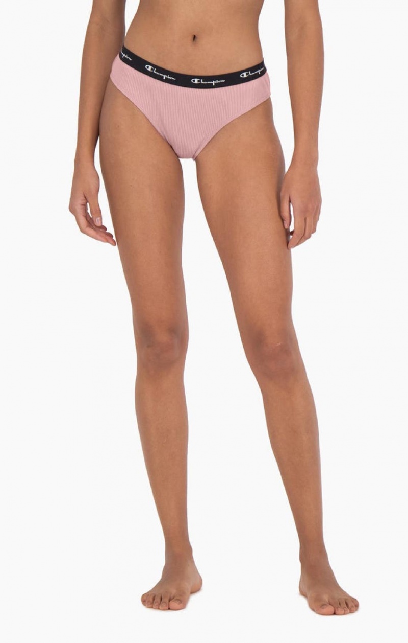 Vetement de Bain Champion Nervuré Coton Logo Trim Briefs Femme Rose | 3954-VADIR