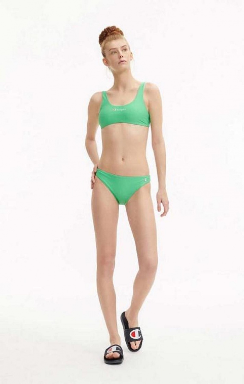 Vetement de Bain Champion Reversible 'C' Logo Patch Bikini Bottoms Femme Vert | 4816-ZEDGW