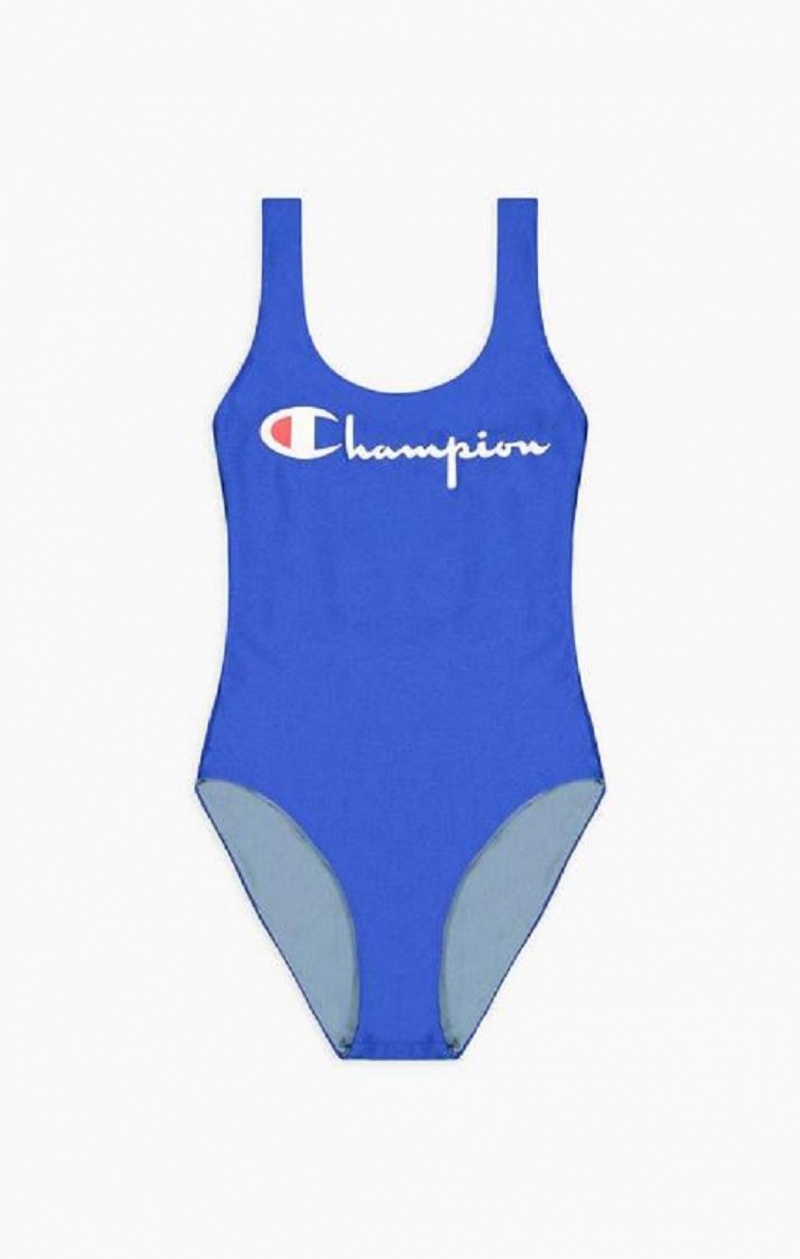 Vetement de Bain Champion Reversible Script Logo Swimsuit Femme Bleu | 1850-JWIAC