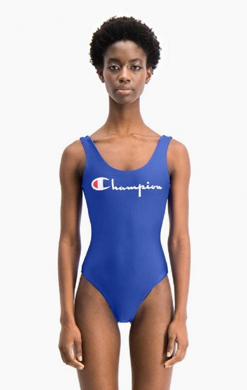 Vetement de Bain Champion Reversible Script Logo Swimsuit Femme Bleu | 1850-JWIAC