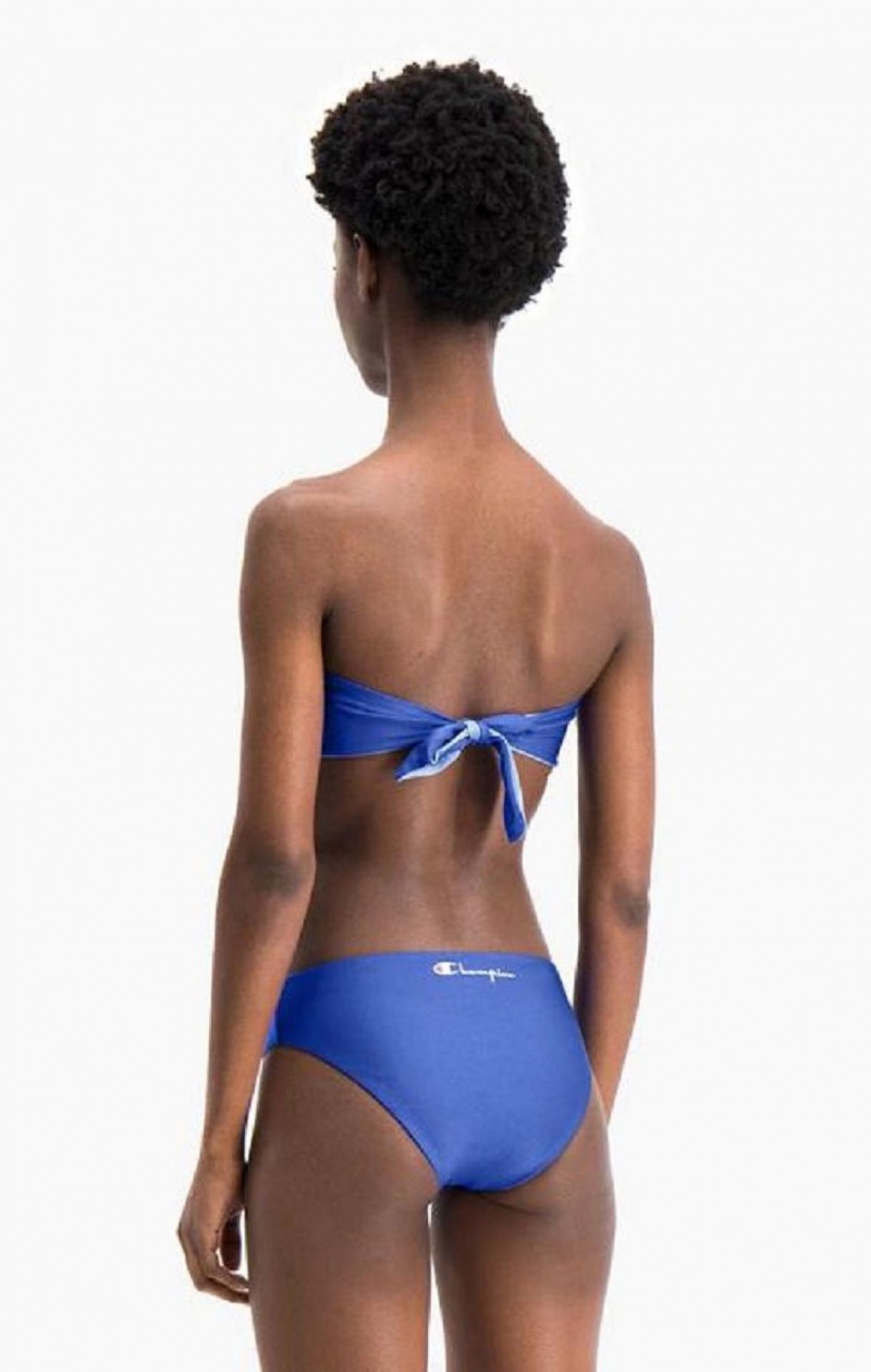 Vetement de Bain Champion Reversible Script Logo Bikini Top Femme Bleu | 9302-AMHBZ