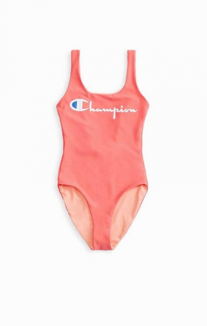 Vetement de Bain Champion Reversible Script Logo Swimsuit Femme Corail | 0176-FEOQA